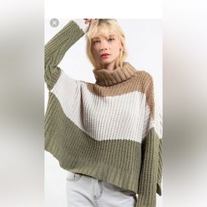POL Colorblock Turtleneck Boxy Sweater…oversized fits small - medium